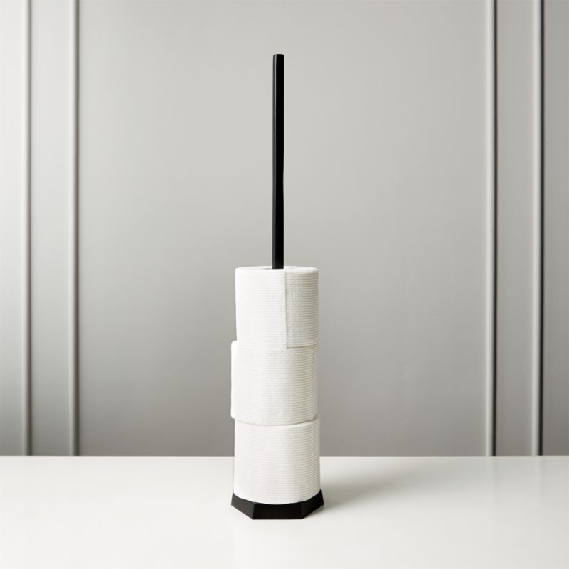 Hex Matte Black Toilet Paper Storage Tower + Reviews CB2