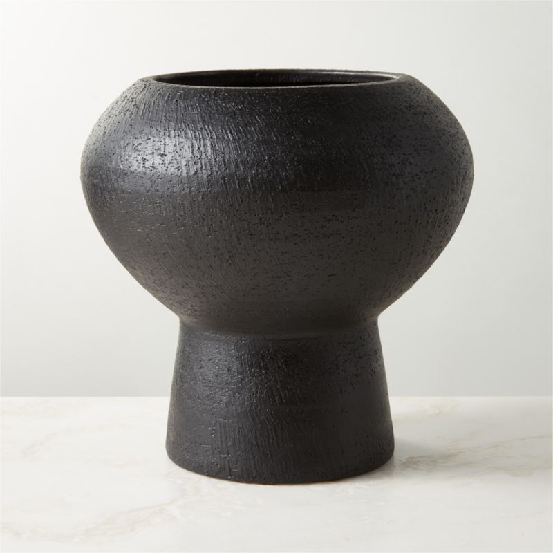 Imre Black Ceramic Vase + Reviews CB2