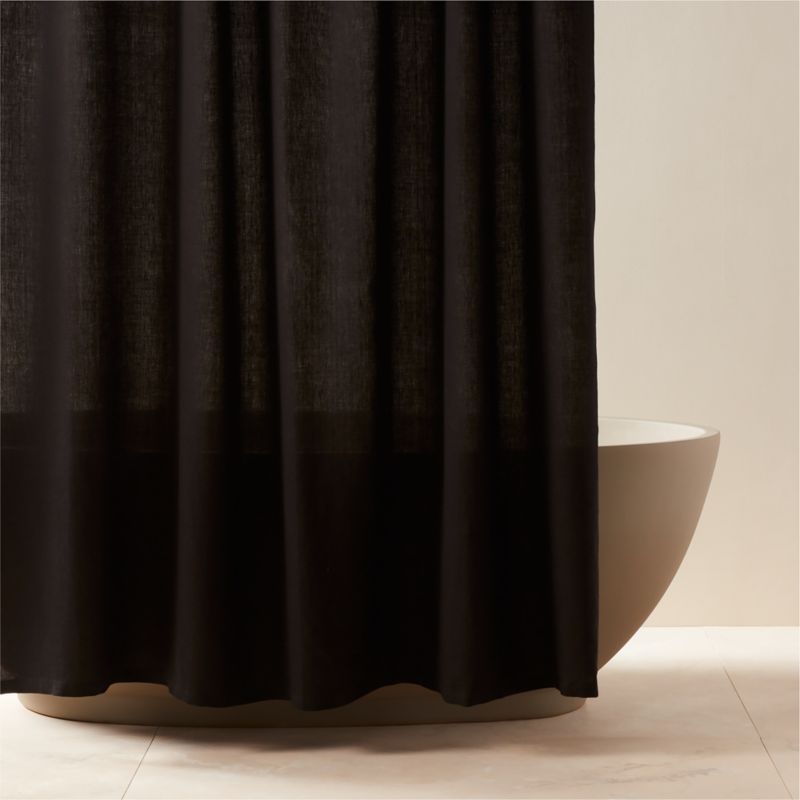 Ira Black Solid Linen Shower Curtain 72" + Reviews CB2