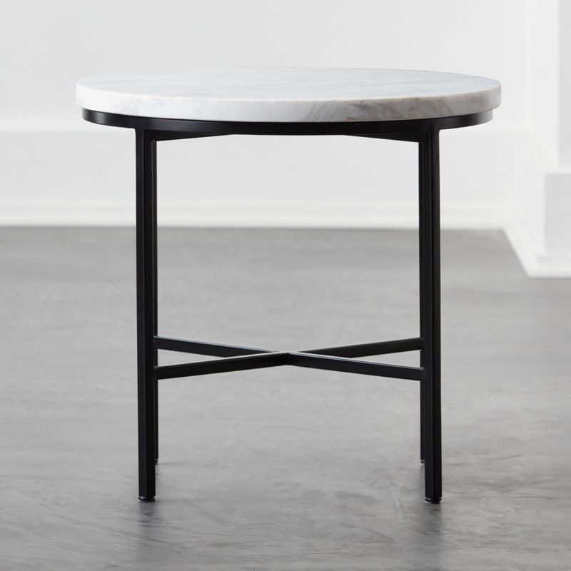 Irwin White Marble Side Table + Reviews CB2 Canada
