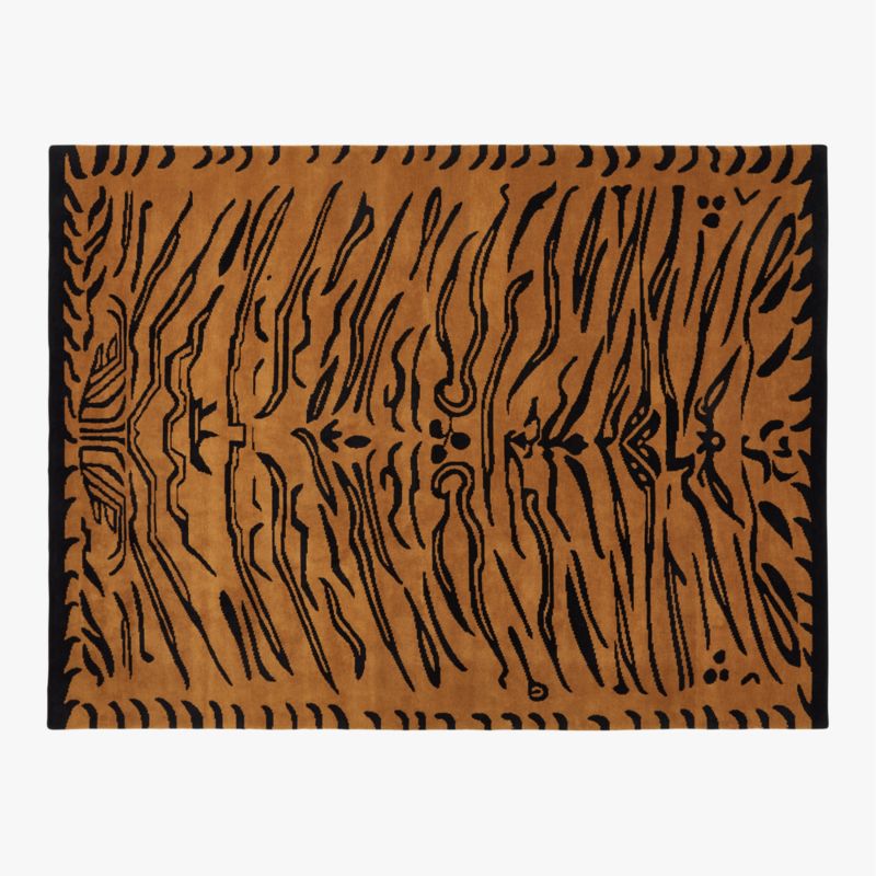 Isla HandKnotted Copper and Black Tiger Print Area Rug 9'x12