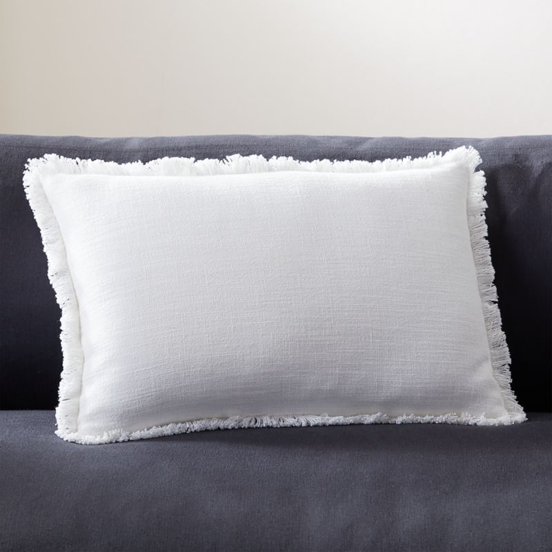 18"x12" Eyelash Ivory Linen Modern Throw Pillow CB2 Canada