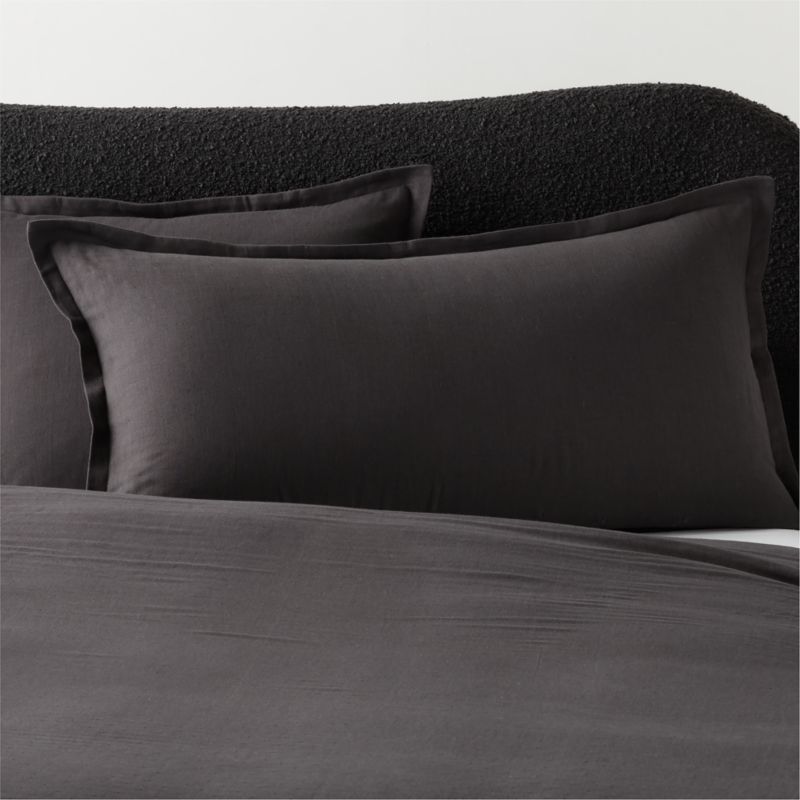 Kellen Organic CottonBlend Charcoal Grey King Pillow Shams Set of 2