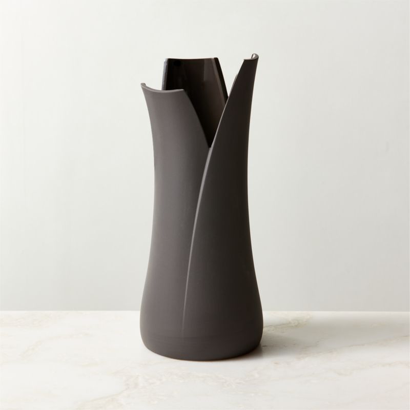 Kos Charcoal Grey Porcelain Vase + Reviews CB2 Canada