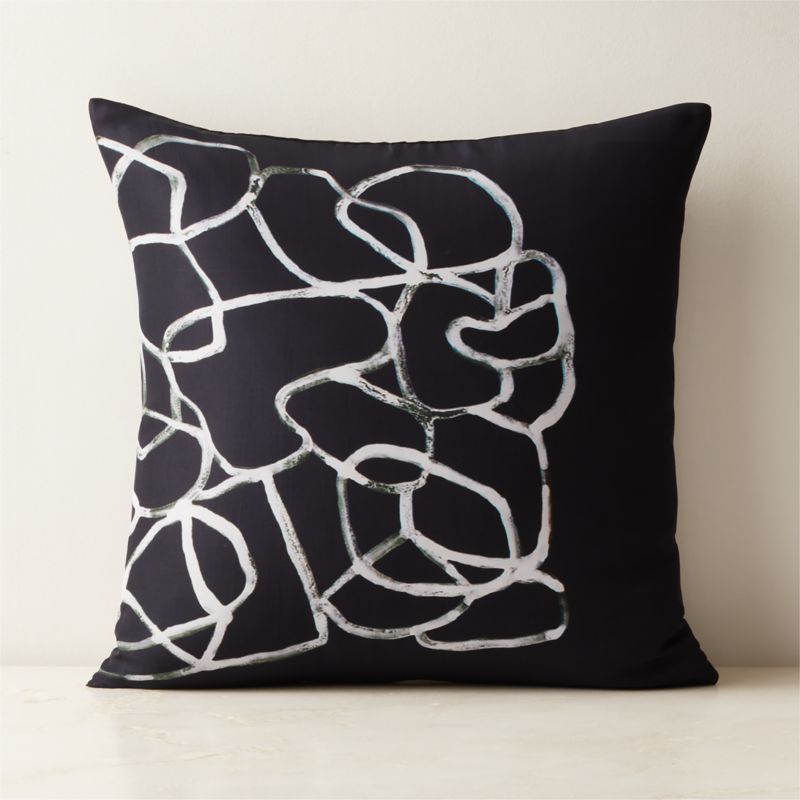 Kyo Black and White Silk Throw Pillow Cover 20" CB2