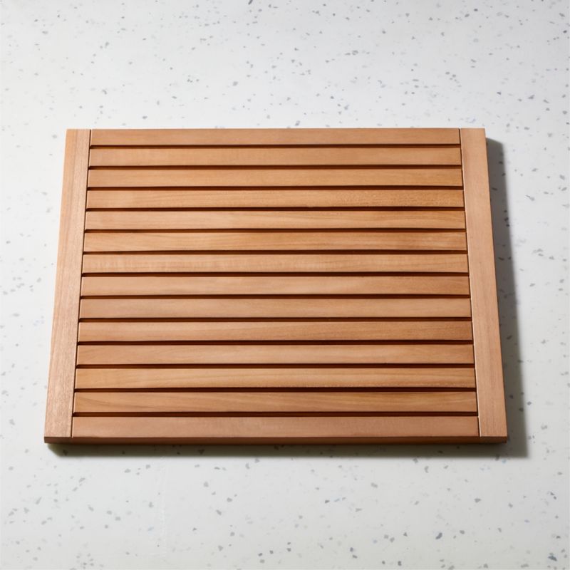 Lateral Natural Teak Bath Mat 21.75"x23" + Reviews CB2 Canada