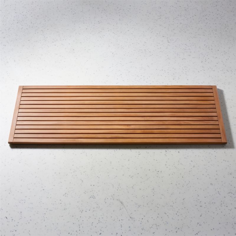Lateral Natural Teak Bath Runner Rug 21"x60" + Reviews CB2