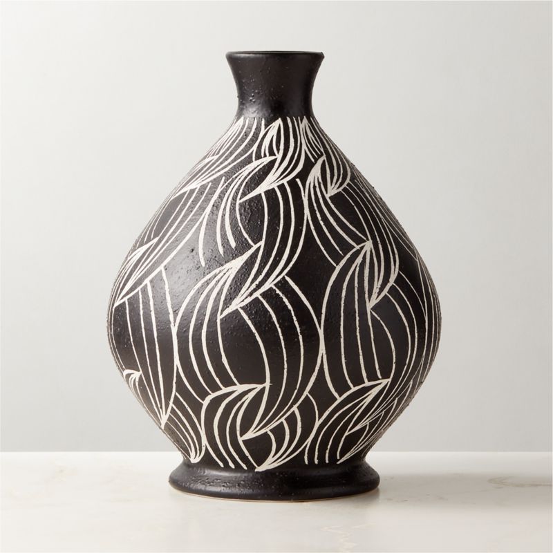 Lectra Black and White Patterned Ceramic Vase + Reviews CB2