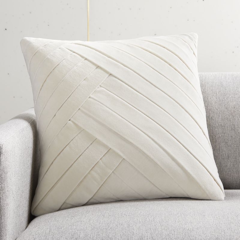 Leger White Velvet Modern Throw Pillow with DownAlternative Insert 18