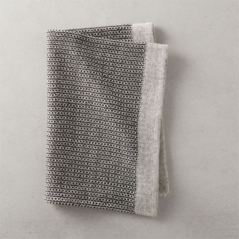 Leno Black and White Dish Towel + Reviews CB2