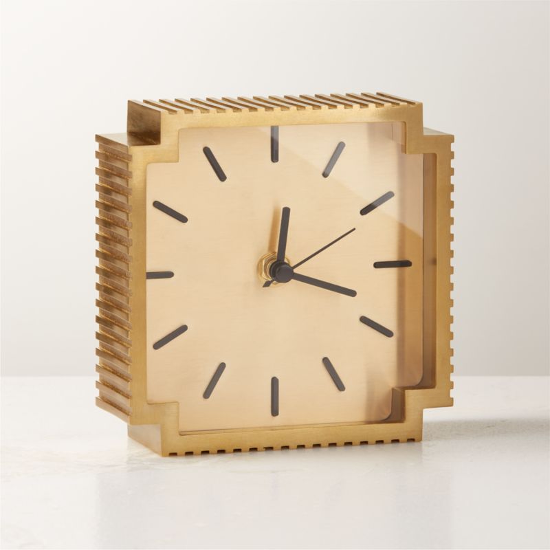 Lincoln Modern Brass Table Desk Clock + Reviews CB2