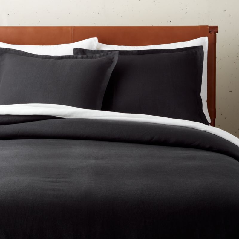 EUROPEAN FLAXCertified Linen Black Full/Queen Duvet Cover + Reviews CB2