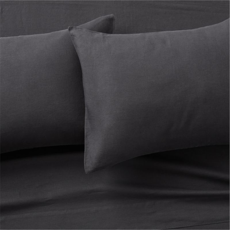EUROPEAN FLAXCertified Linen Black Queen Sheet Set + Reviews CB2