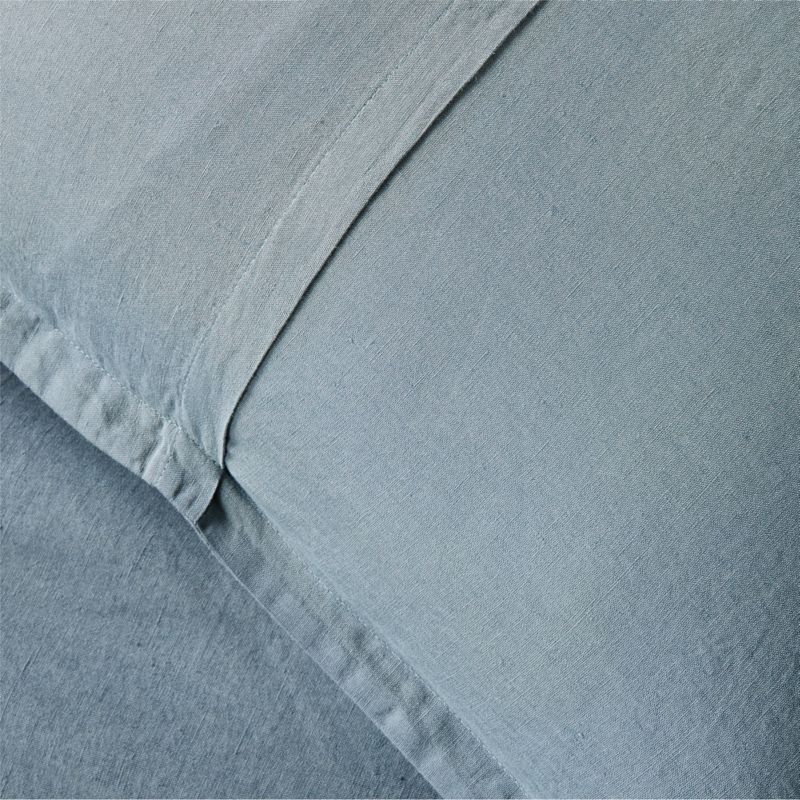EUROPEAN FLAXCertified Linen Slate Blue Solid King Pillow Shams Set of