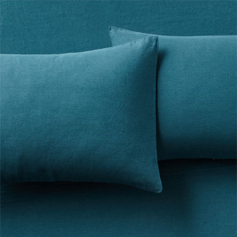 EUROPEAN FLAXCertified Linen Dark Teal King Pillowcases Set of 2