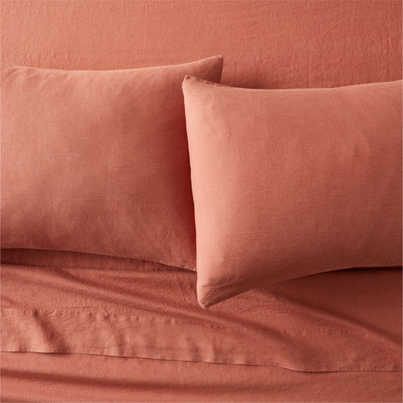 Linen Terracotta Full Sheet Set + Reviews CB2