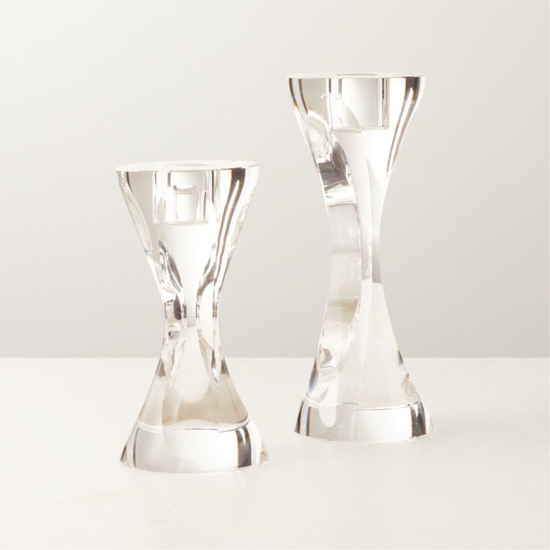 Lume Crystal Taper Candle Holders Set of 2 CB2 Canada