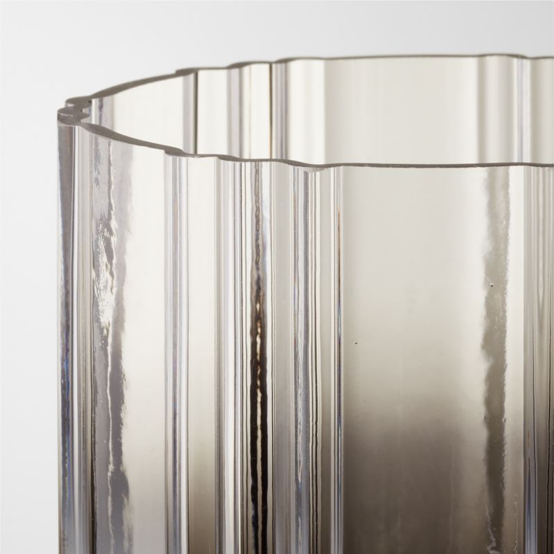 Lustro Smoked Modern Glass Hurricane Candle Holder Small CB2