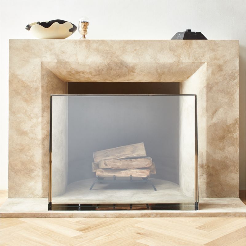 Maddox Modern Stainless Steel Fireplace Screen CB2