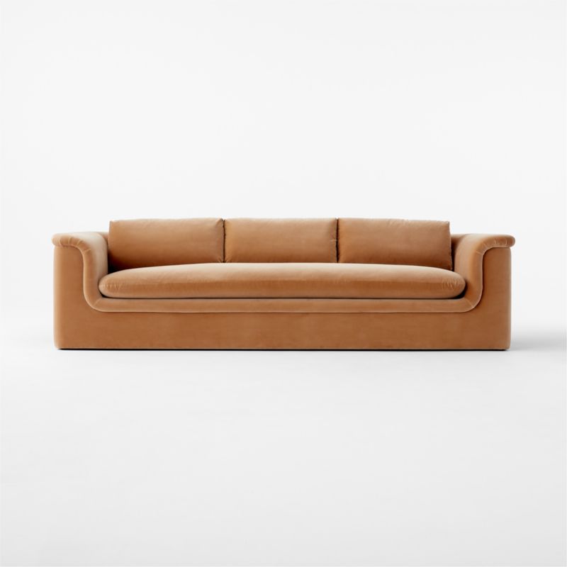 Mardones 103" Camel Brown Velvet Sofa + Reviews CB2
