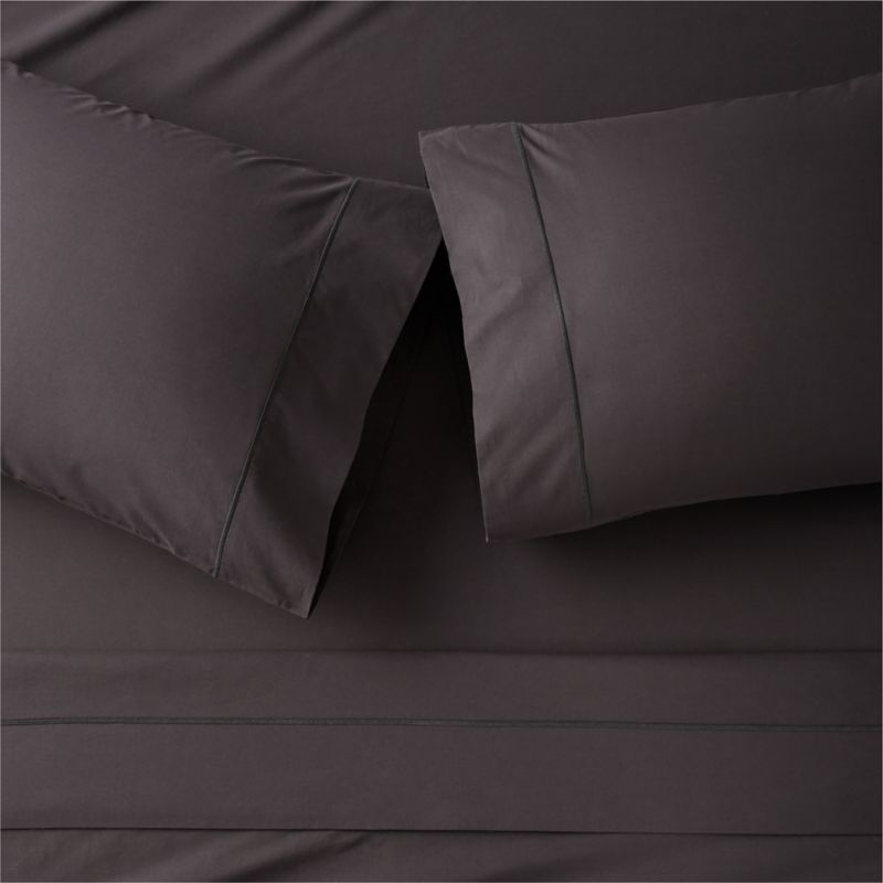 Marisal Organic Cotton 400 Thread Count Percale Black Sheet Set CB2