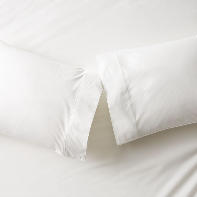 Marisal Organic Cotton 400 Thread Count Percale White King Pillowcases