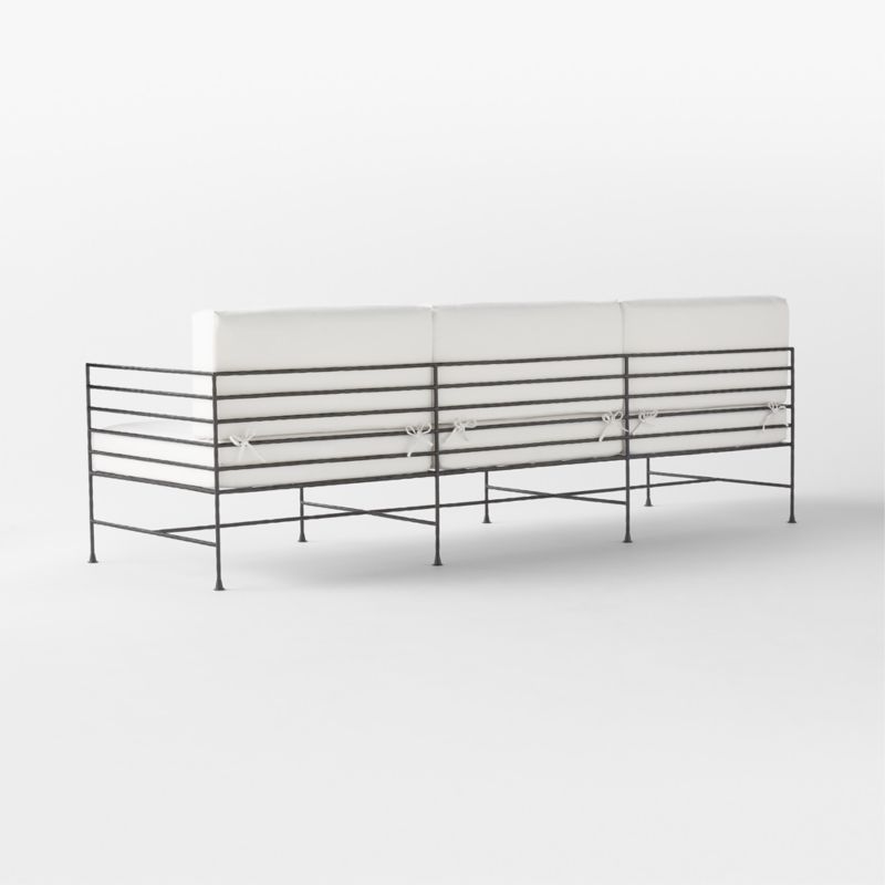 Marteau 100" Black Iron Outdoor Sofa With White Sunbrella Cushions + Reviews CB2