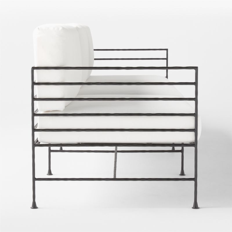 Marteau 100" Black Iron Outdoor Sofa With White Sunbrella Cushions + Reviews CB2