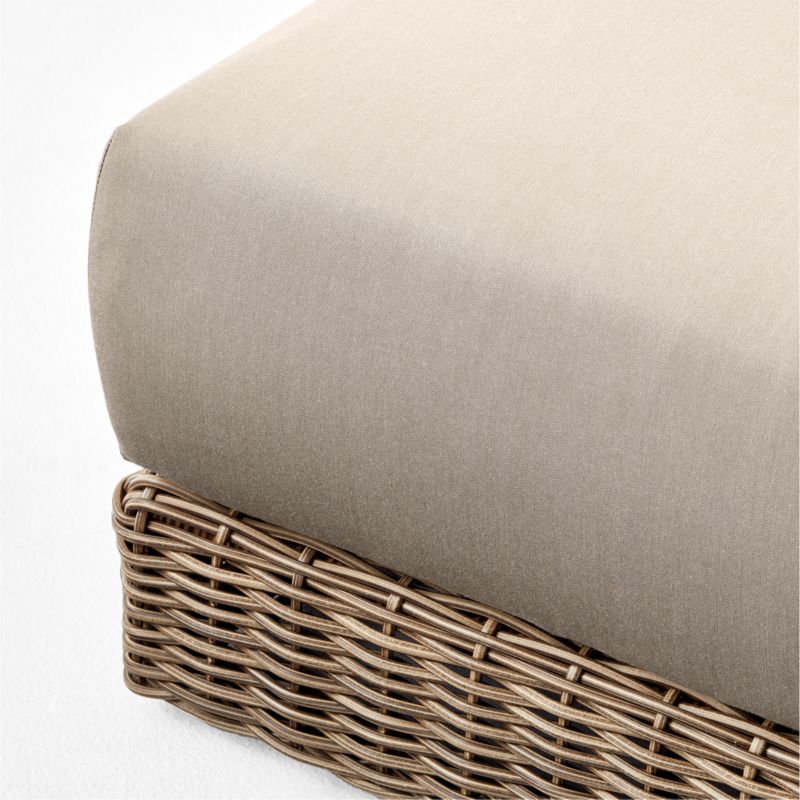 Maylin AllWeather Rattan Outdoor Ottoman with Grey Sunbrella Cushions