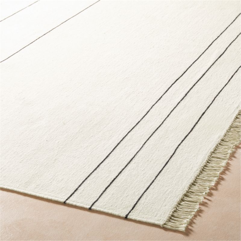 Mieta Warm White Stripe Handwoven New Zealand Wool Area Rug 8'x10' + Reviews CB2