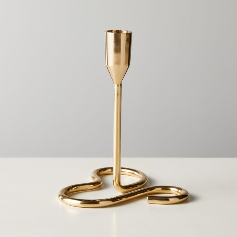 Motion Brass Modern Taper Candle Holder Medium + Reviews CB2 Canada