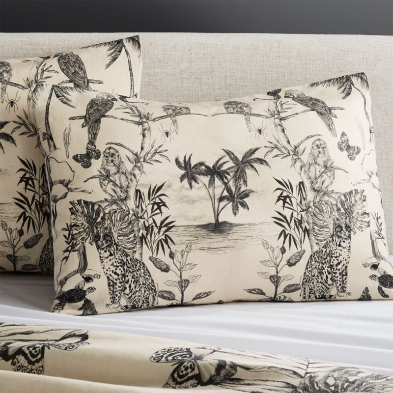 Midnight Jungle Linen King Pillow Shams Set of 2 by Matthew Williamson