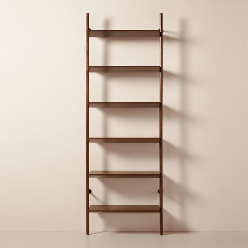 Nabla Brown Walnut Wood Wall Mount Bookcase CB2