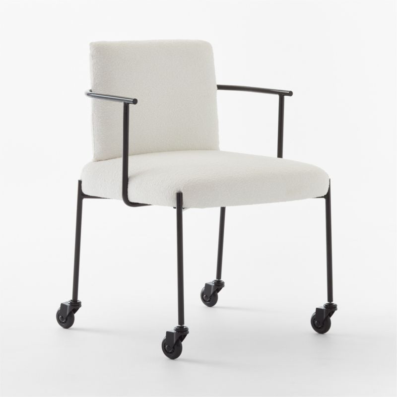 Neli Modern White Boucle Desk Chair + Reviews CB2 Canada