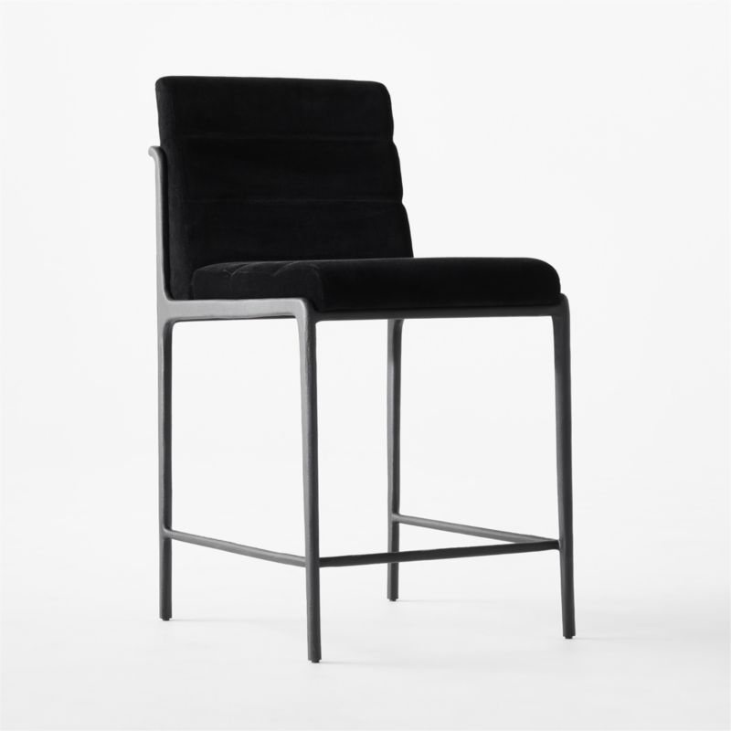 Nephi Cast Metal and Black Velvet Counter Stool + Reviews CB2