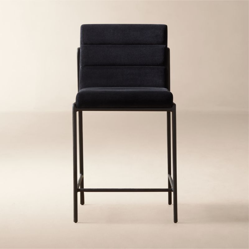 Nephi Cast Metal and Black Velvet Counter Stool + Reviews CB2