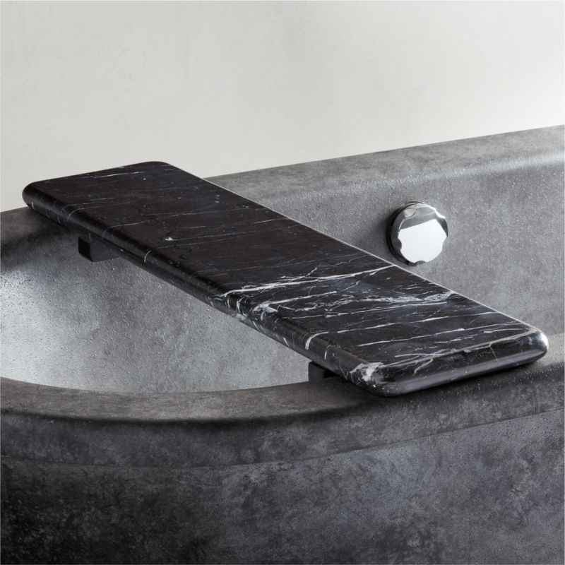 Nexus Black Marble Bath Caddy + Reviews CB2 Canada