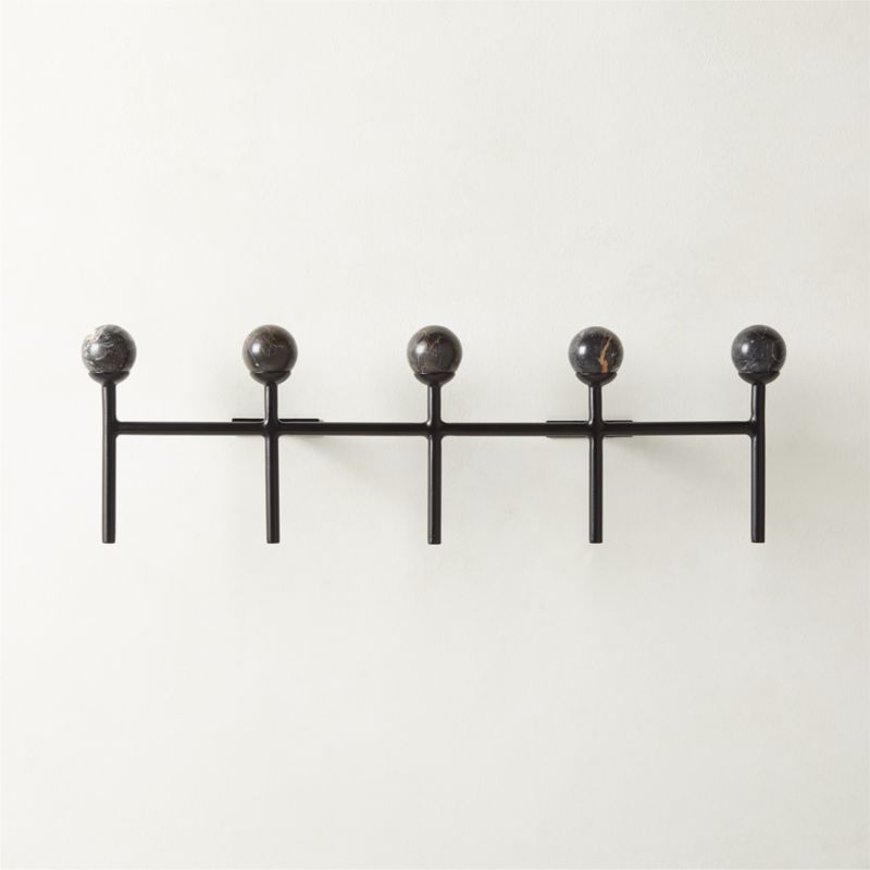 Noa Black Floral Marble Wall Coat Rack CB2