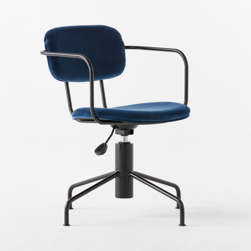 Nyle Modern Navy Blue Velvet Office Chair + Reviews CB2 Canada