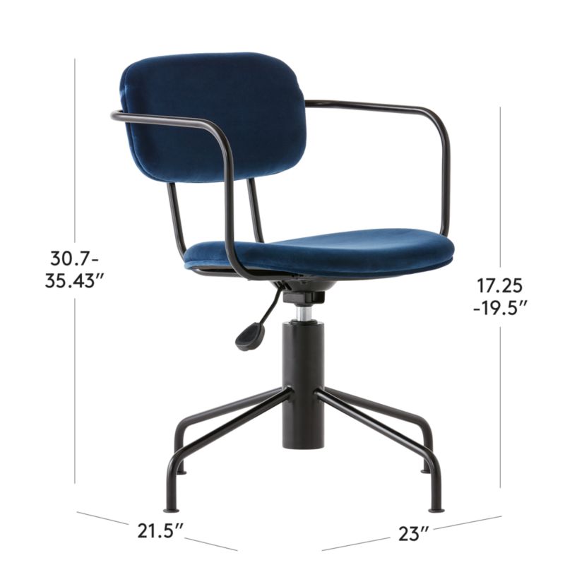 Nyle Modern Navy Blue Velvet Office Chair + Reviews CB2