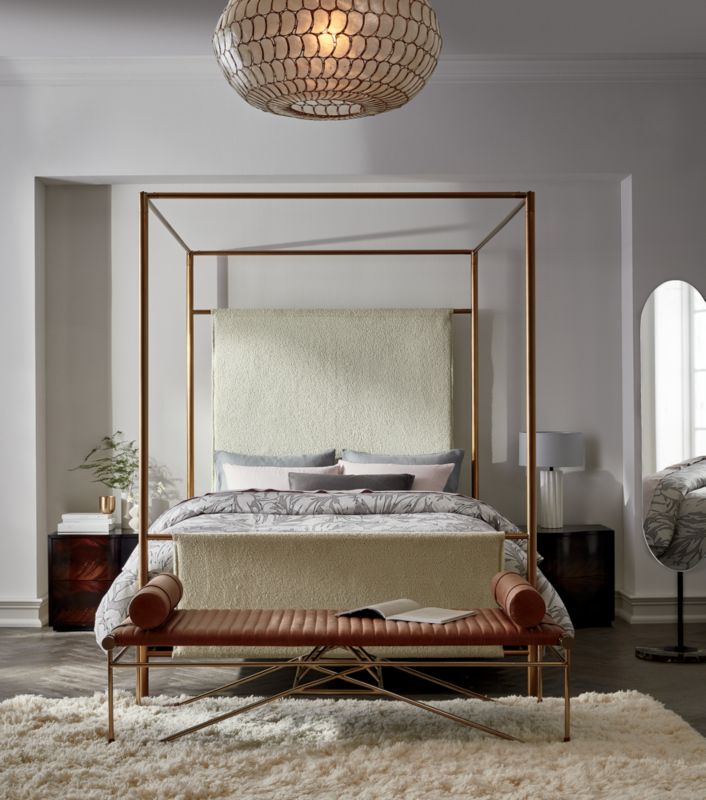 La Strizza 61" Saddle Leather Bench with Bolster Pillows by goop