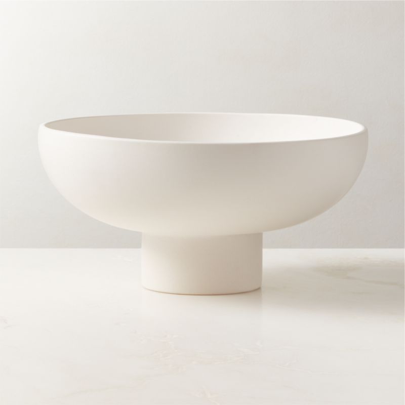 White Ceramic Pedestal Bowl + Reviews CB2