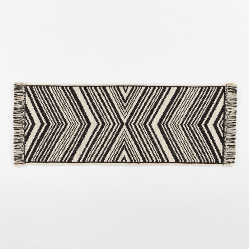 Onca Black and White Bath Runner Rug 24"x60" + Reviews CB2