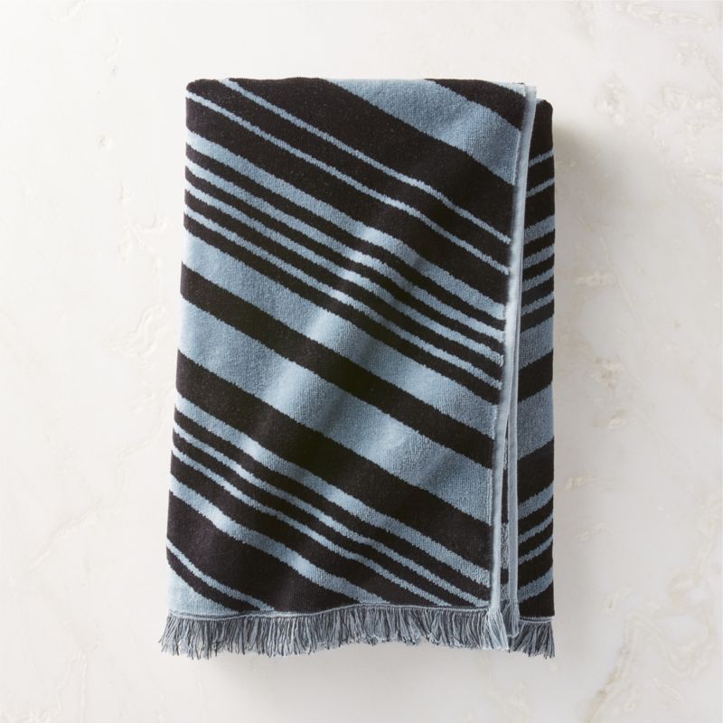 Onca Organic Cotton Blue and Black Bath Towel by Kravitz Design