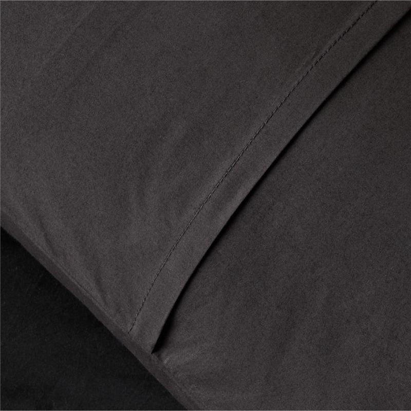 Organic Cotton Percale 400 Thread Count Black Euro Pillow Shams Set of