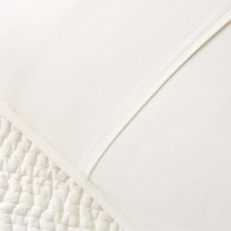 Stitched Organic Cotton Sateen Ivory King Pillow Shams Set of 2