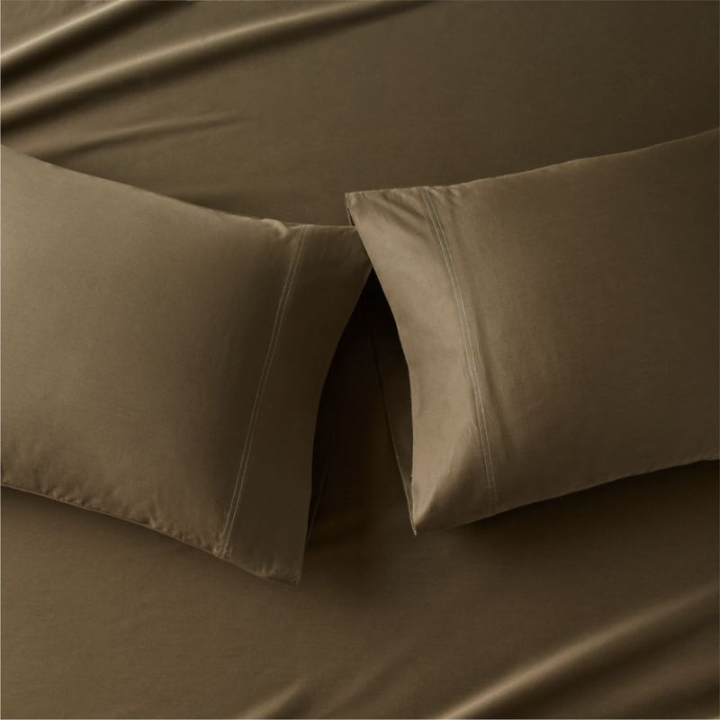 Organic Cotton Sateen 520 Thread Count Dark Green King Pillowcases Set
