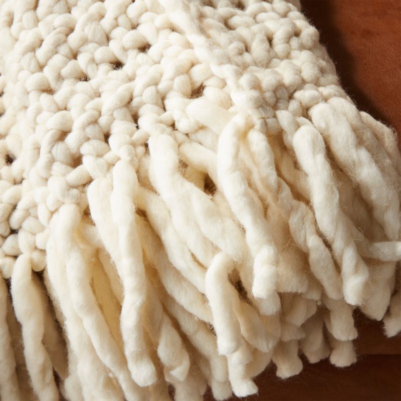 Overlook White Chunky Knit Throw Blanket + Reviews CB2 Canada