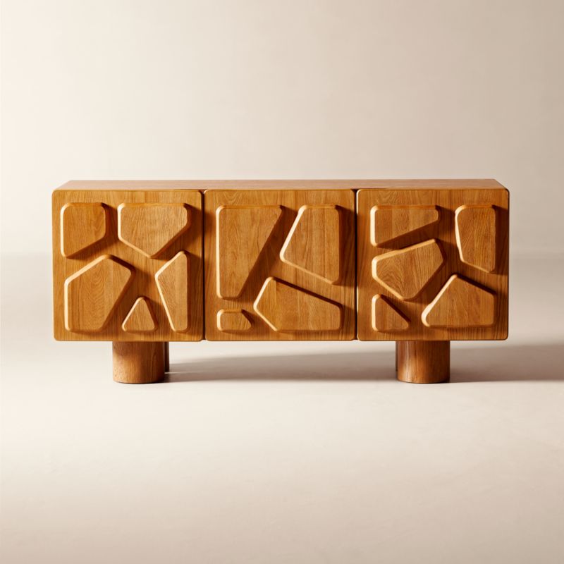 Perth Carved Oak Wood Credenza 60" + Reviews CB2