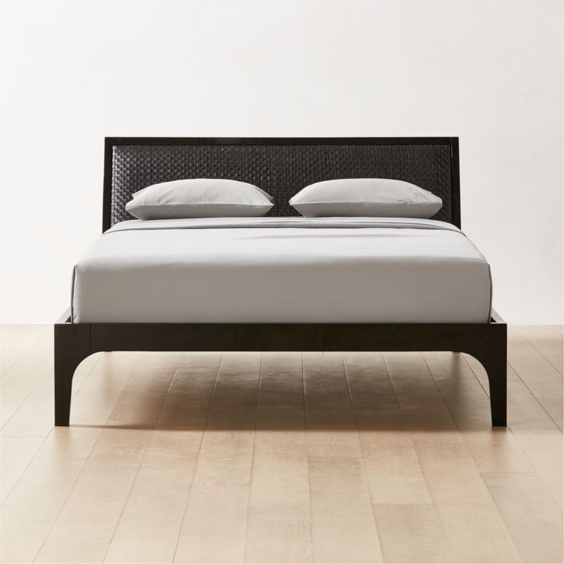 Pietro Woven Black Leather Bed CB2